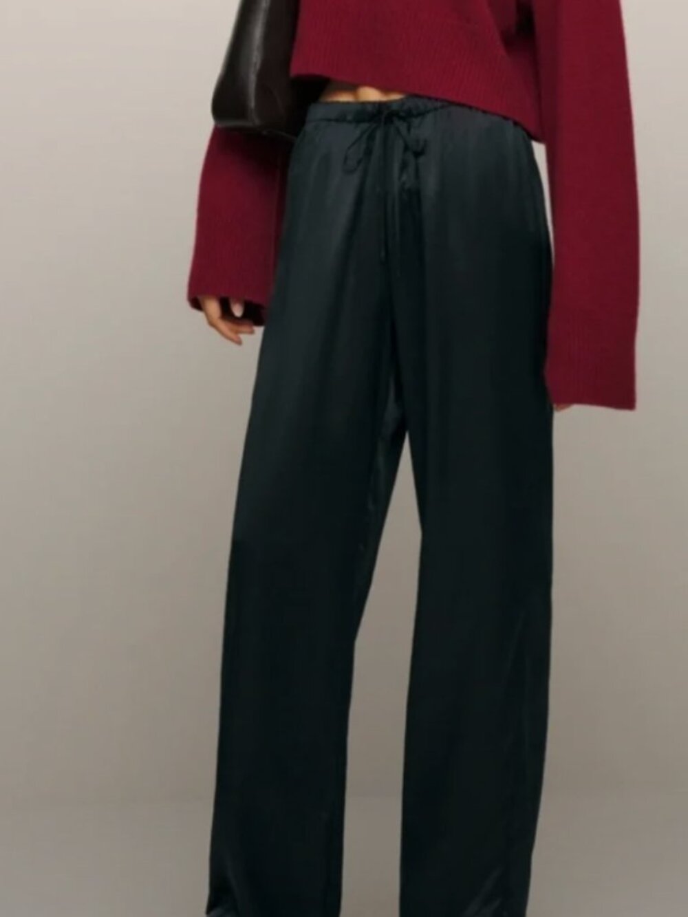 Reformation Silk Olina Pants Black XS